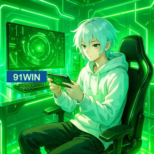 Imagem promocional do app oficial 91WIN destacando a conveniência de jogar cassino online pelo celular ou navegador