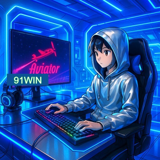 Imagem promocional do app oficial 91WIN destacando a conveniência de jogar cassino online pelo celular ou navegador