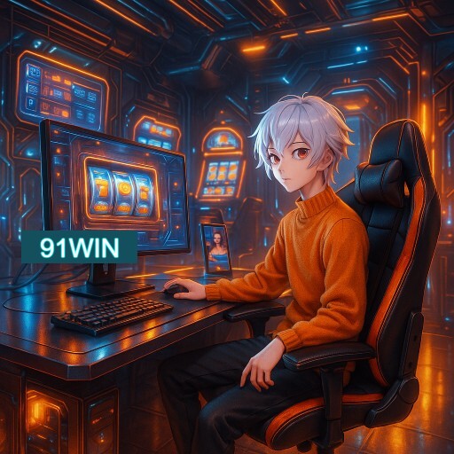 Imagem promocional do app oficial 91WIN destacando a conveniência de jogar cassino online pelo celular ou navegador